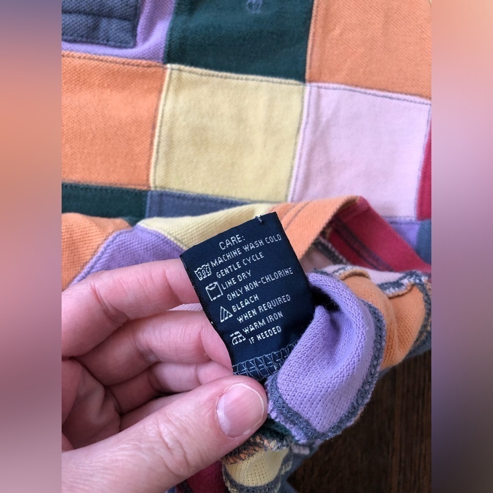 Ralph Lauren Women’ XS Vintage Multi-Color Patchwork Slim Fit Polo Shirt - GUC! - Picture 8 of 12